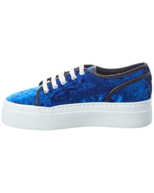 Sergio Rossi | Womens | Twenty Buckle Velvet Platform Sneaker | Blue