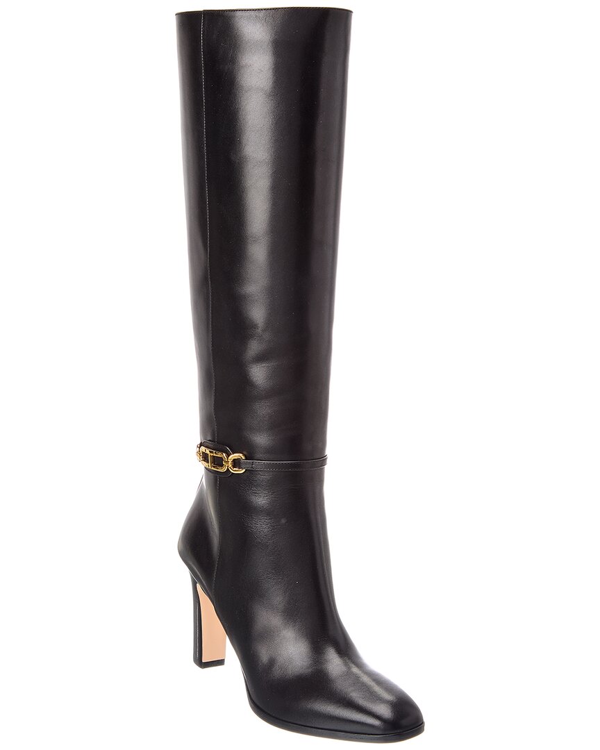 Tom Ford | Womens | Logo Leather Knee High Boot | Black