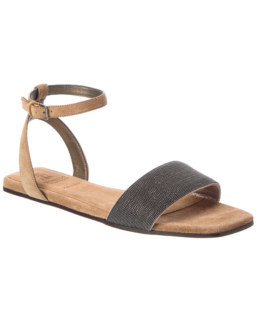 Brunello Cucinelli | Womens | Suede Sandal | Brown