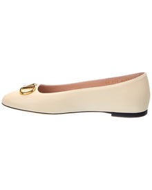 Valentino | Womens | VLogo Signature Leather Ballerina Flat | creme