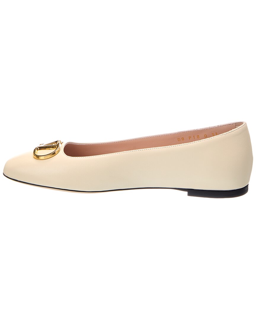 Valentino | Womens | VLogo Signature Leather Ballerina Flat | creme