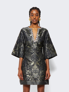 Women | Etro | Jacquard Dress With Mythological Floral Designs | Nero Black