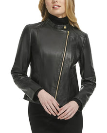 Cole Haan | Womens | Stand Collar Racer Jacket | Black