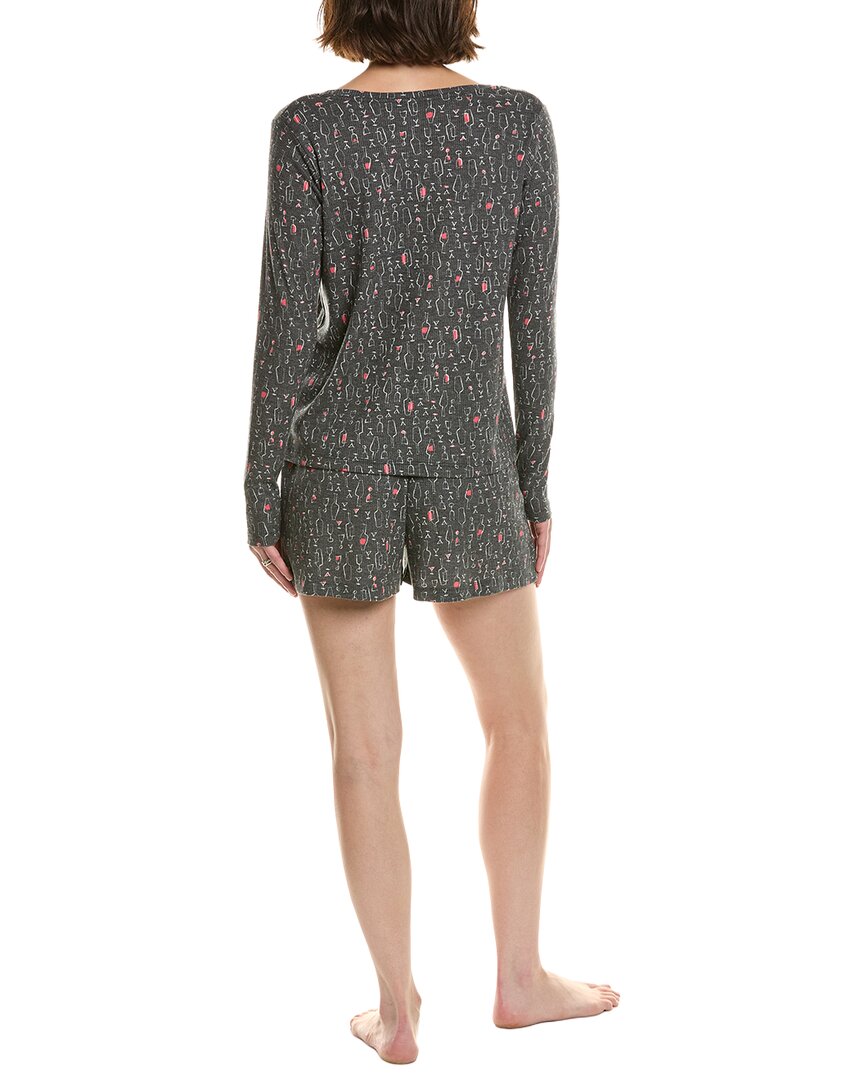 HUE | Womens | 2pc Waffel Pajama Set | Black