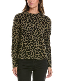 Alashan Cashmere | Womens | Sasha Leopard Crew 100% Cashmere Sweater | Black