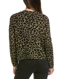 Alashan Cashmere | Womens | Sasha Leopard Crew 100% Cashmere Sweater | Black