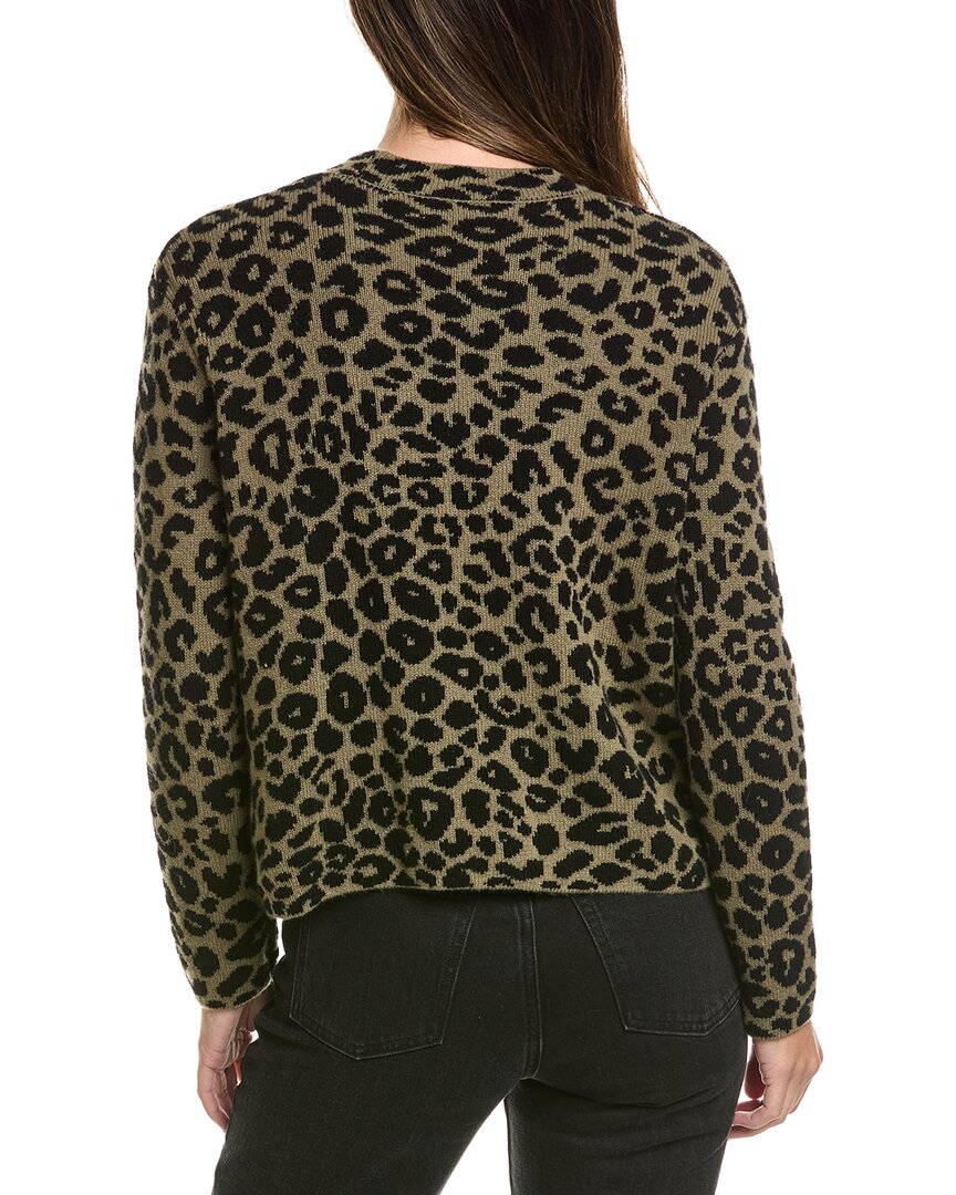 Alashan Cashmere | Womens | Sasha Leopard Crew 100% Cashmere Sweater | Black