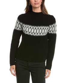 Alashan Cashmere | Womens | Islay Shaker Fair Isle Wool Sweater | Black