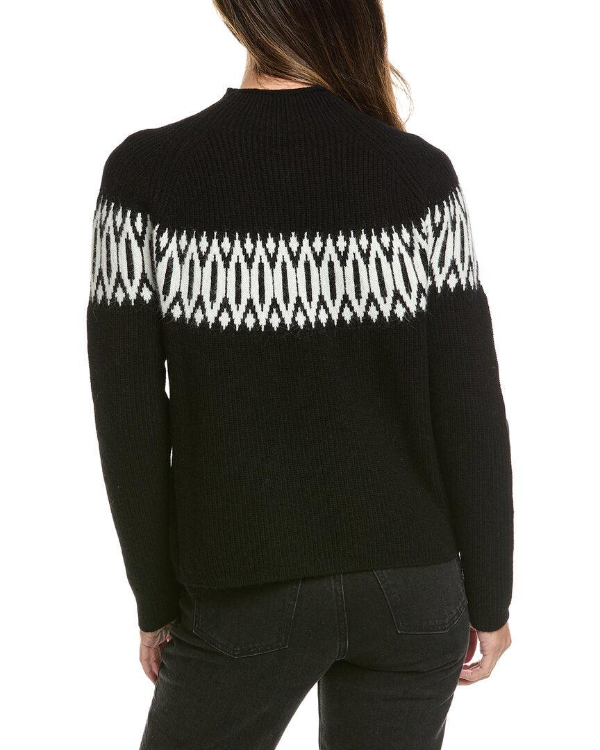 Alashan Cashmere | Womens | Islay Shaker Fair Isle Wool Sweater | Black