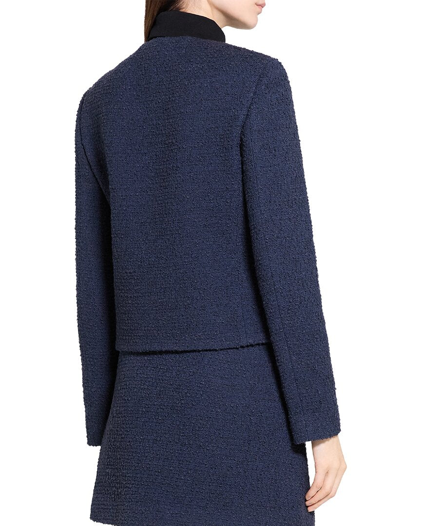 Theory | Womens | Crew Neck Clean Wool-Blend Jacket | Blue