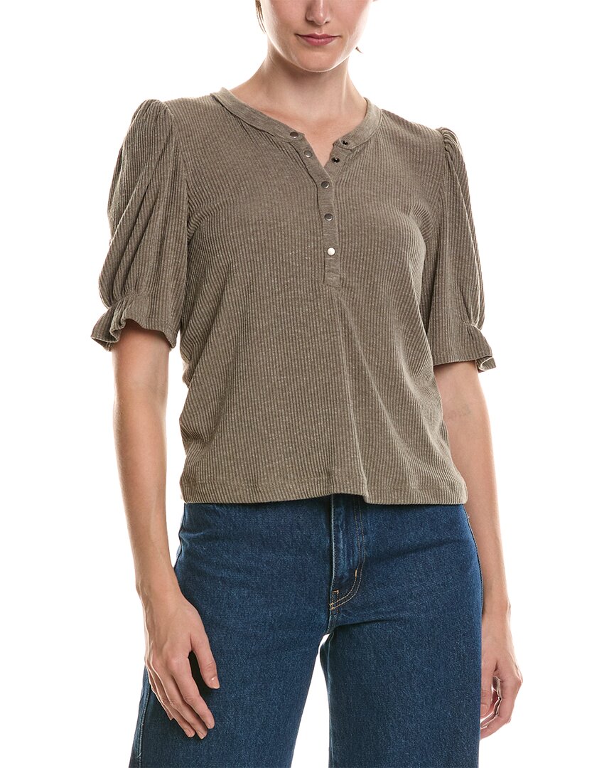 Michael Stars | Womens | Jayden Ribbed Henley Femme Top | Blue