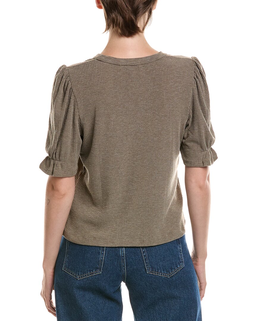 Michael Stars | Womens | Jayden Ribbed Henley Femme Top | Blue