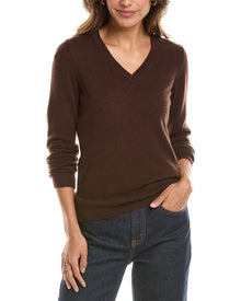 Forte Cashmere | Womens | Basic V-Neck 100% Cashmere Pullover | Brown