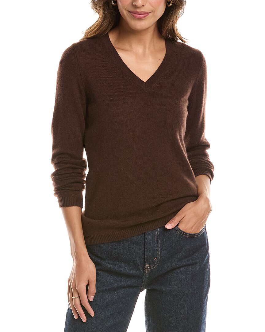 Forte Cashmere | Womens | Basic V-Neck 100% Cashmere Pullover | Brown