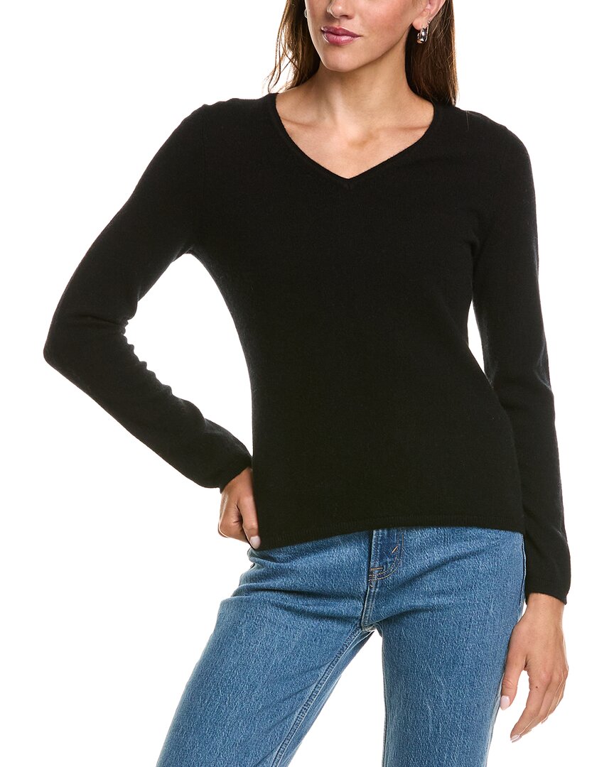 InCashmere | Womens | Basic V-Neck 100% Cashmere Sweater | Black