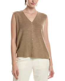 EILEEN FISHER | Womens | Wool V-Neck Vest | Brown