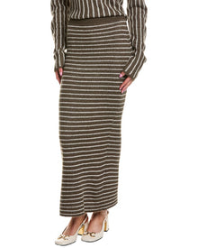 Rowing Blazers | Womens | Stripe Wool & Mohair-Blend Maxi Skirt | Green
