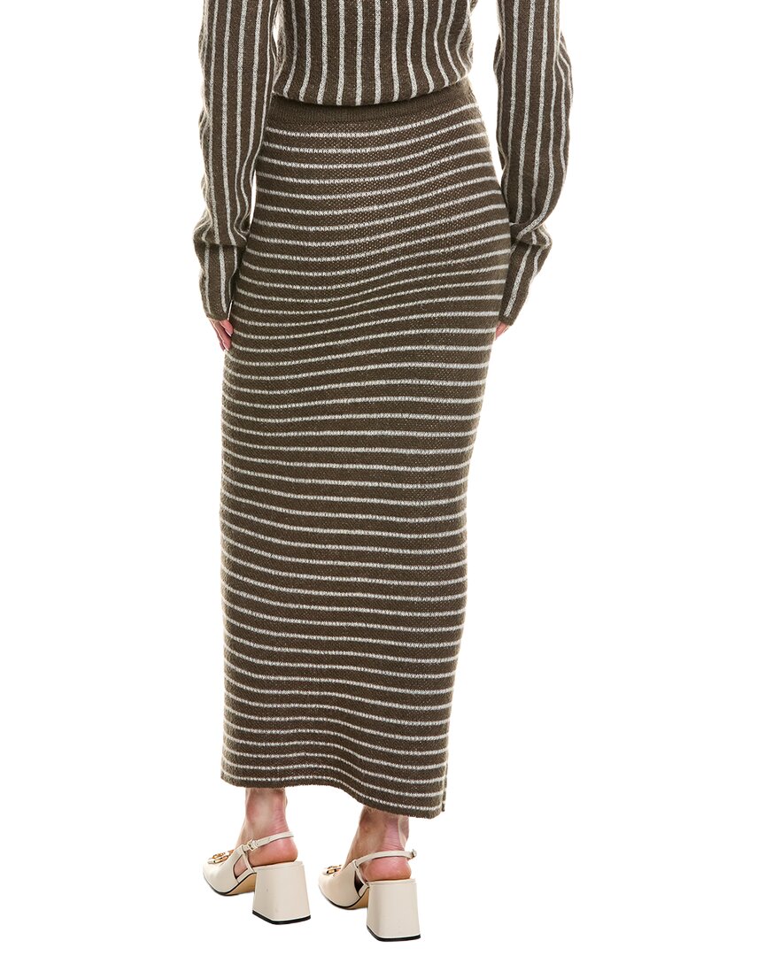 Rowing Blazers | Womens | Stripe Wool & Mohair-Blend Maxi Skirt | Green