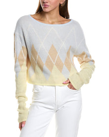 Rowing Blazers | Womens | Argyle Long Sleeve Wool & Mohair-Blend Top | Gray Multi