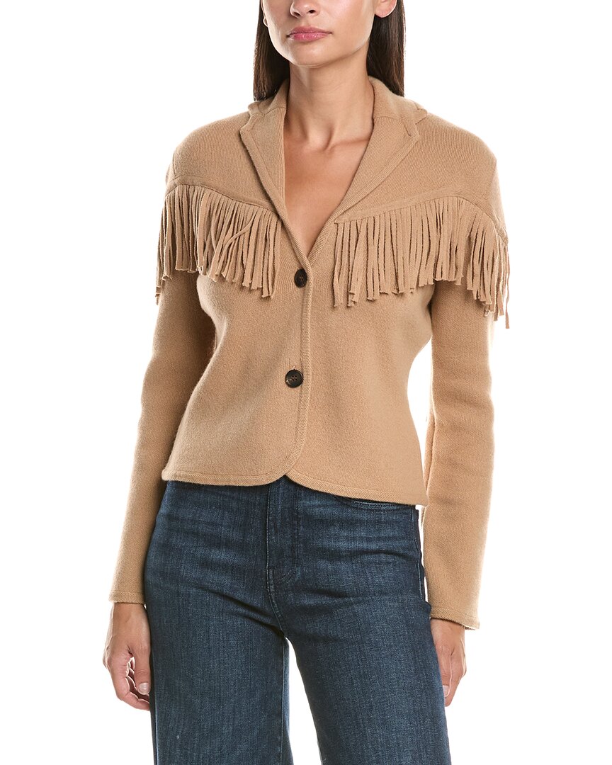Hannah Rose | Womens | Merino Wool Fringe Blazer | Tan