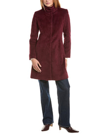 Sofia Cashmere | Womens | Stand Collar Wool & Alpaca-Blend Coat | Red