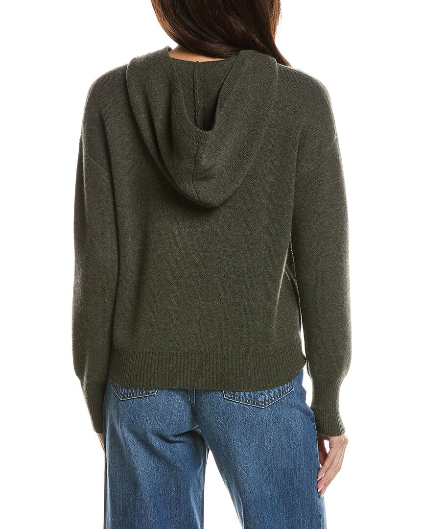 Forte Cashmere | Womens | Double Knit 100% Cashmere Hoodie | Green