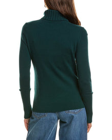 Forte Cashmere | Womens | Chunky Trim Turtleneck 100% Cashmere Sweater | Green