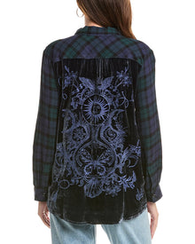Johnny Was | Womens | Velvet Back Oversized Shirt | Green