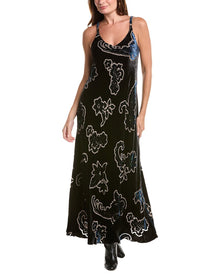 Johnny Was | Womens | Kanako Burnout Silk-Blend Maxi Dress | Black