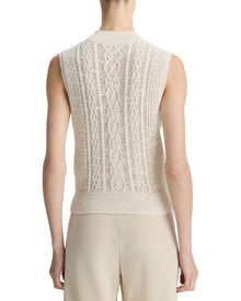 Vince | Womens | Cable Double Layer Wool-Blend Shell | White