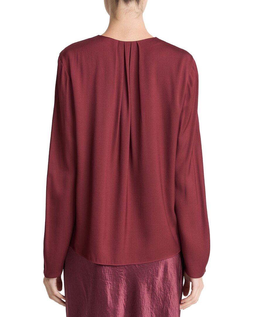 Vince | Womens | Pleated Neck Silk-Blend Blouse | Red