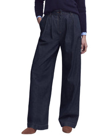 Boden | Womens | Pleated Wide Leg Jean | Blue
