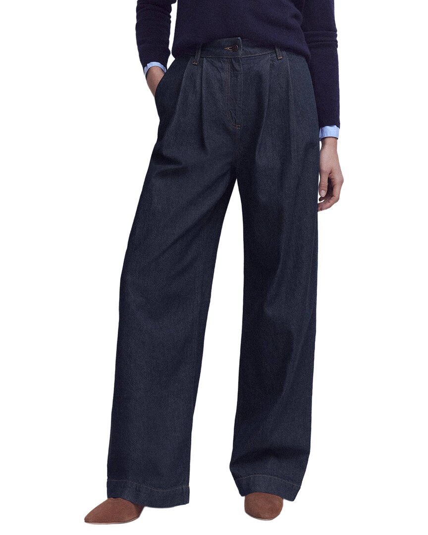 Boden | Womens | Pleated Wide Leg Jean | Blue