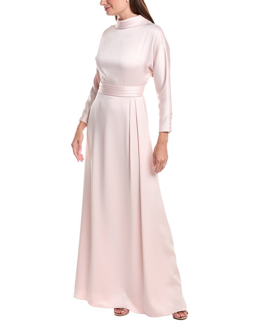 Teri Jon by Rickie Freeman | Womens | Crepe Back Satin Mock Neck Dolman Sleeve Dress | Pink