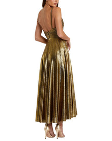 Mac Duggal | Womens | Pleated Long Dress | Gold