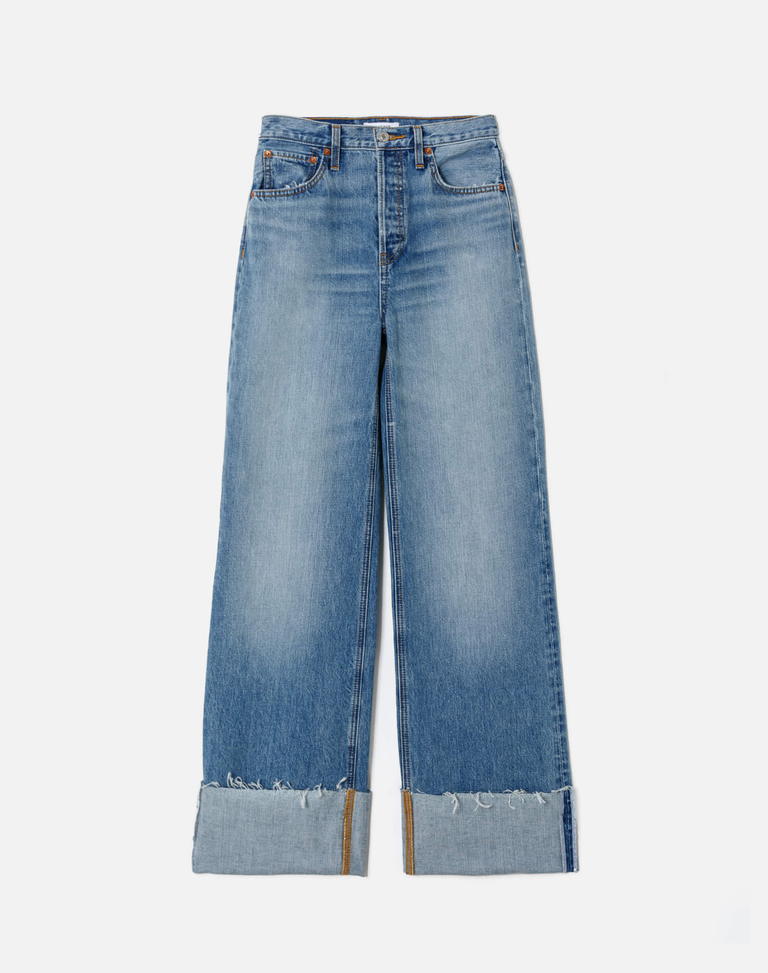 Womens | High Rise Wide Leg Cuff | Vintage Biker Blue