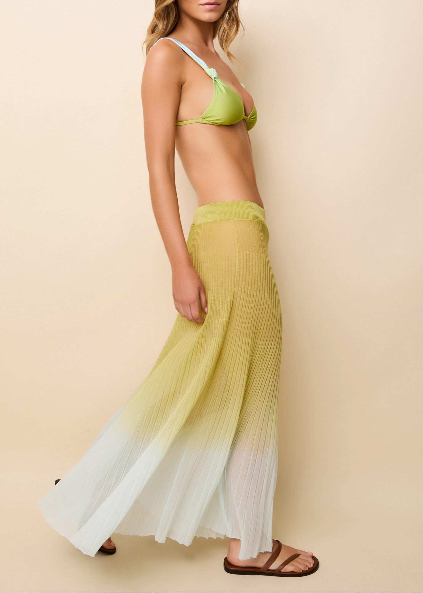 Womens | Theresa Skirt | Sky/Chartreuse Ombre