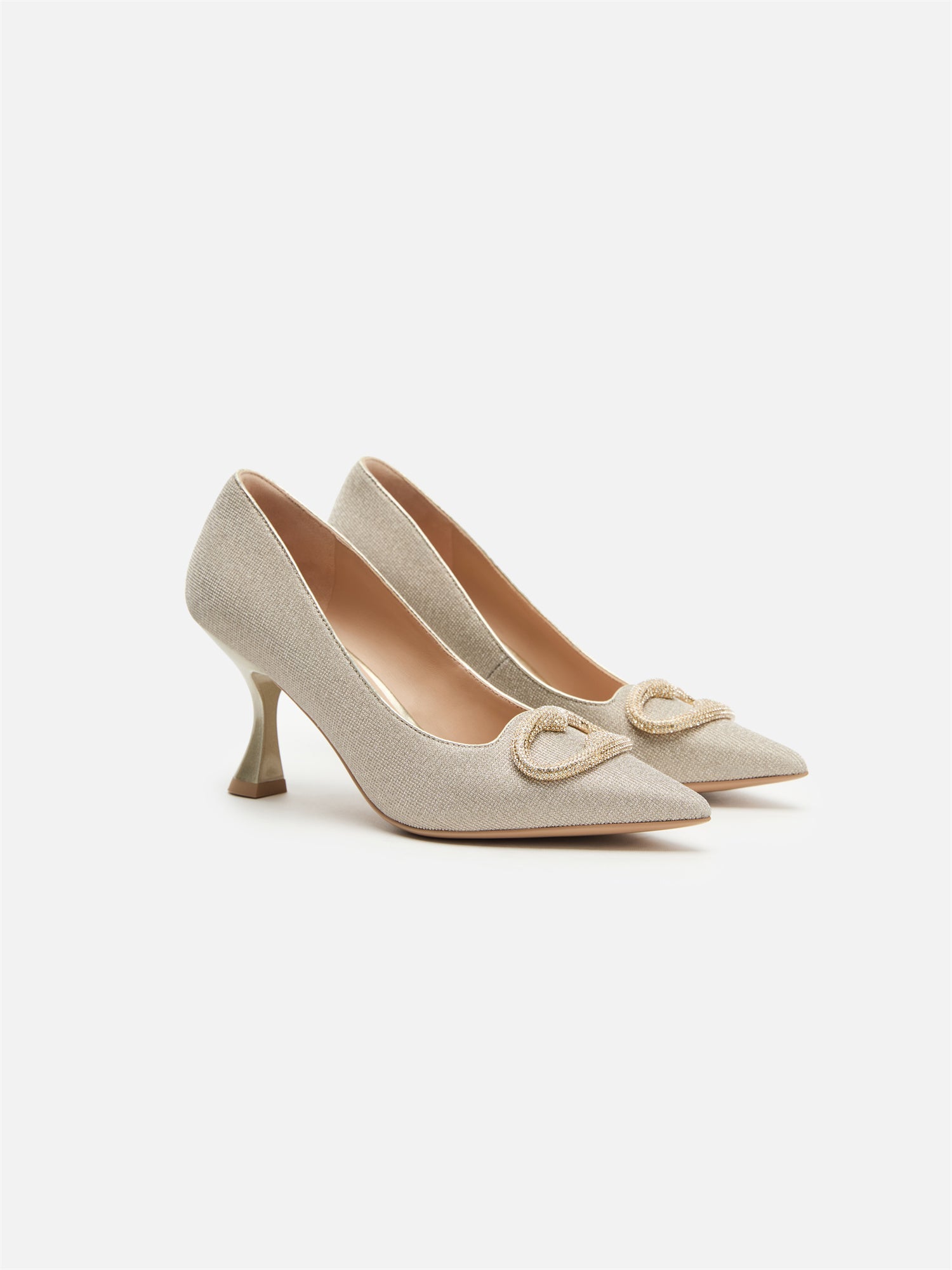 Auspicious Full-Diamond High-Heeled Shoes | Golden