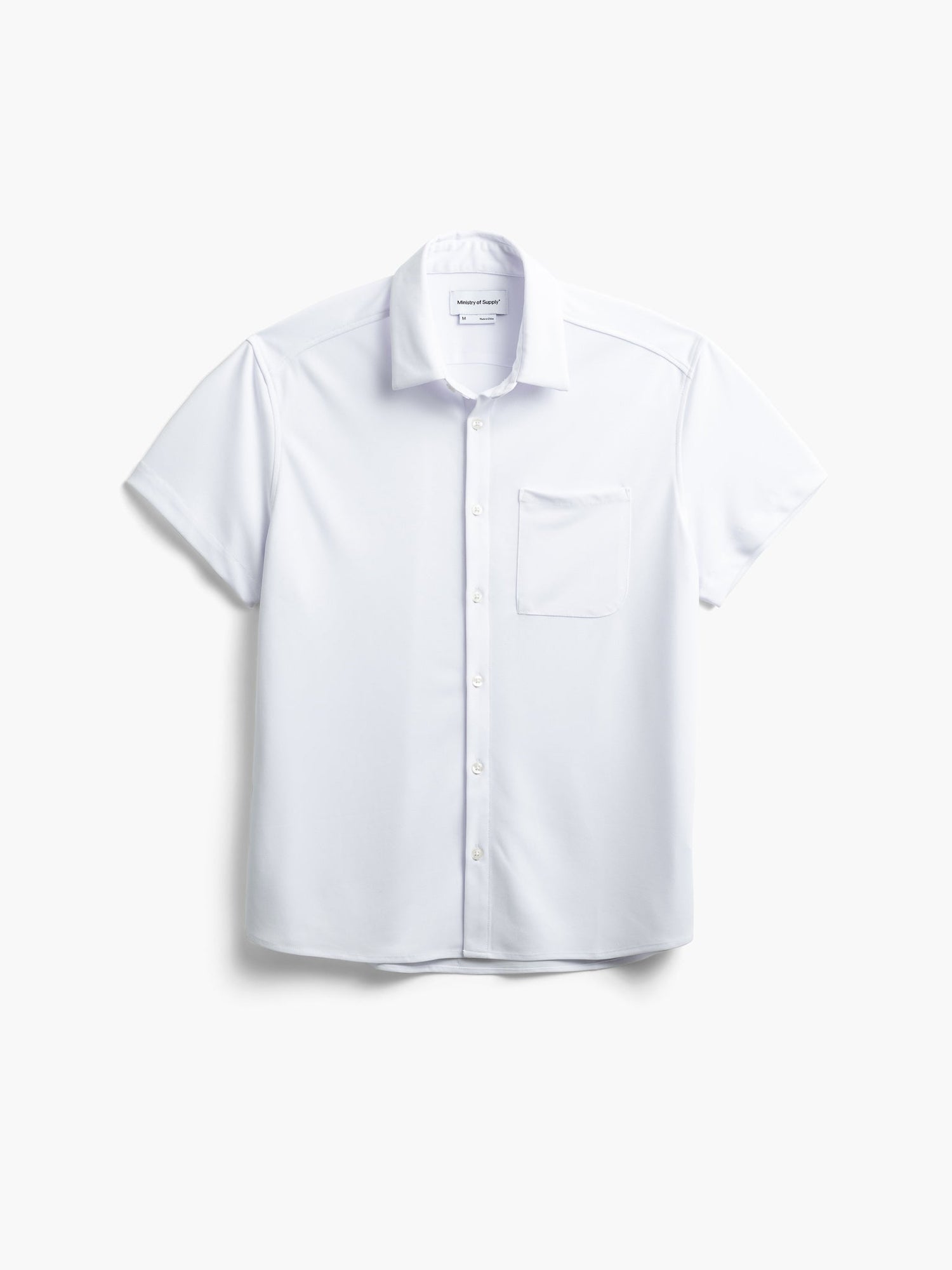 men's white apollo short sleeve sport shirt flat shot of front