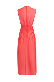 KHAITE Wes Sheer Pintuck Red Midi Dress