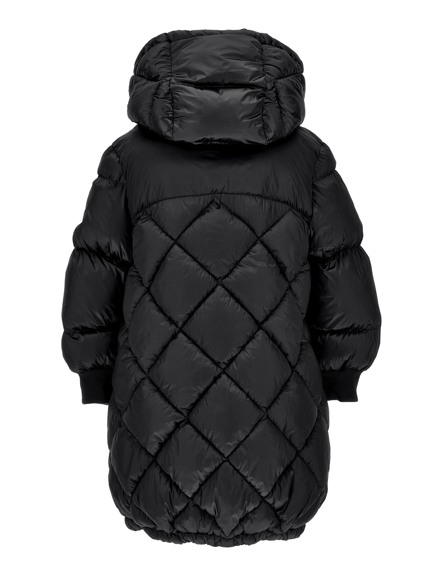 Girls | Long Padded Satin-Style Jacket | Black