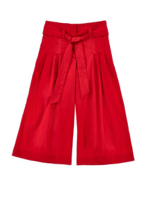 Girls | Cropped Poplin Trousers | Red