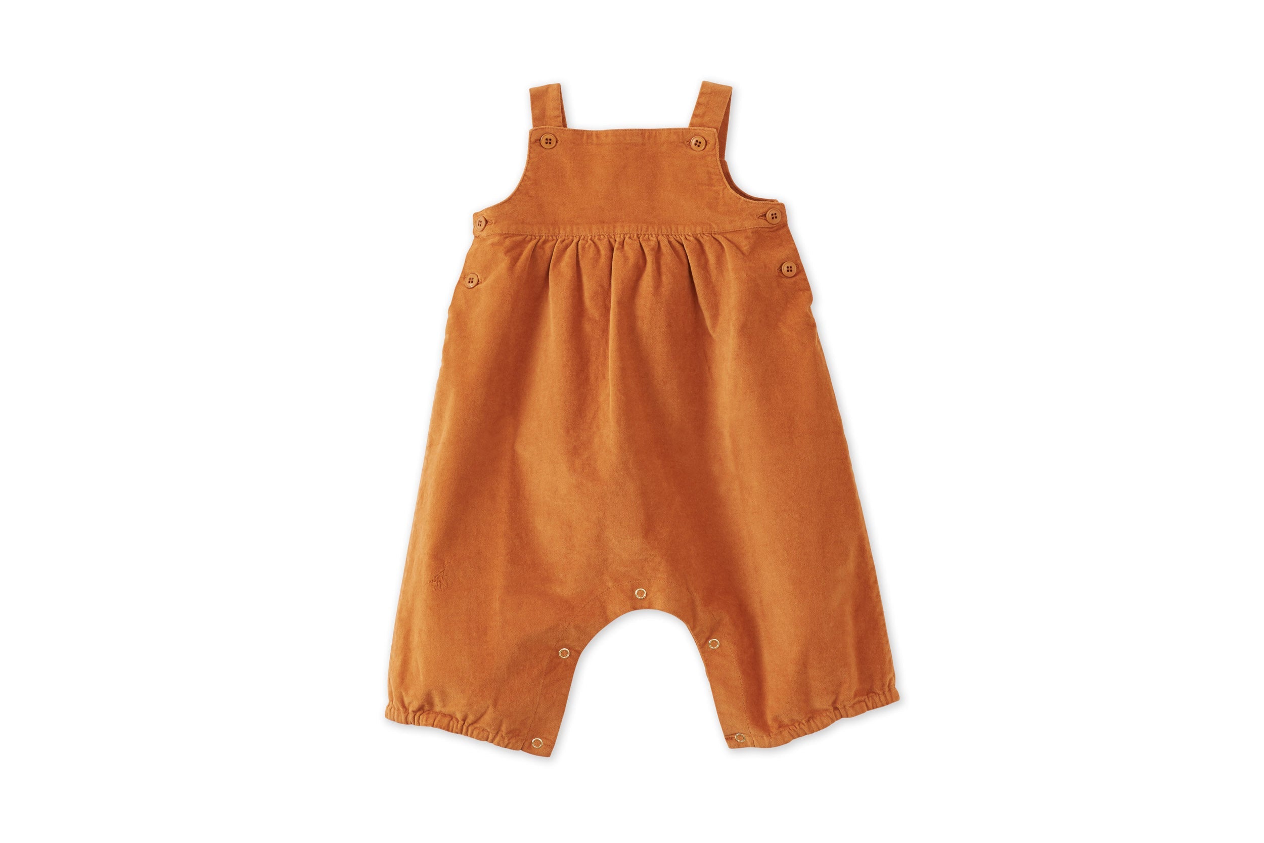 Unisex | Organic Cotton Velvet Baby Jumpsuit | Raw Sienna