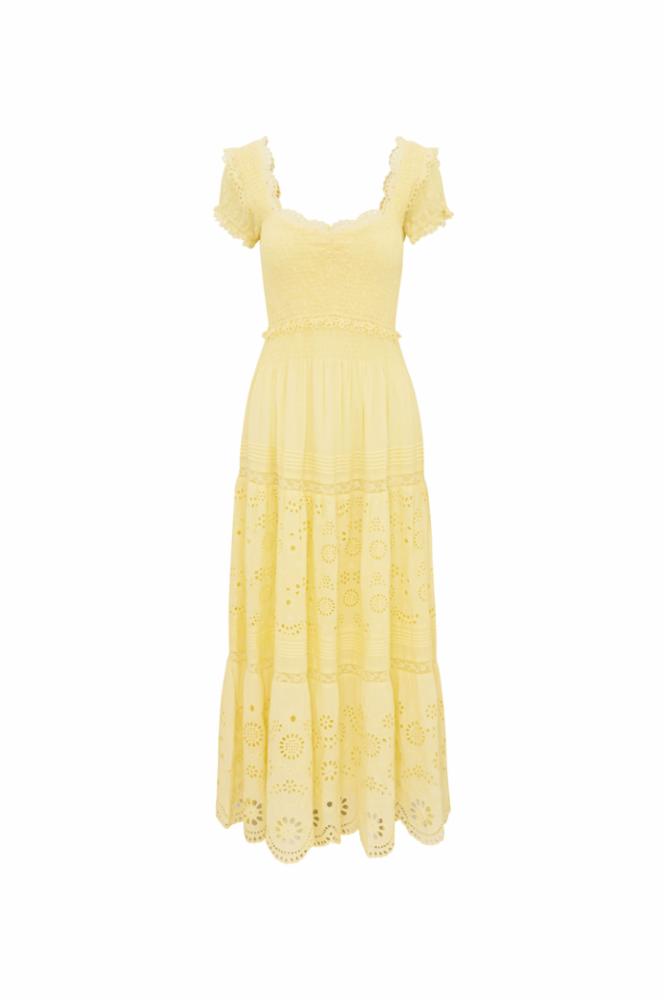 Bisolet Eyelet Lace Maxi Dress | Citron