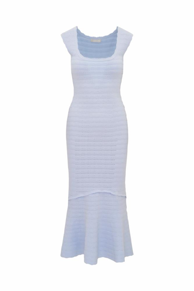 Leigh Pointelle Knit Midi Dress | Morning Sky