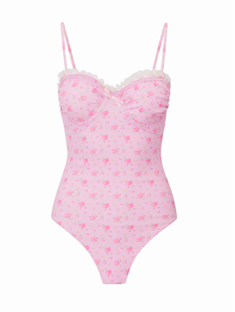 Brooksie Pink Floral One-Piece Swimsuit | Ibiza Sunset