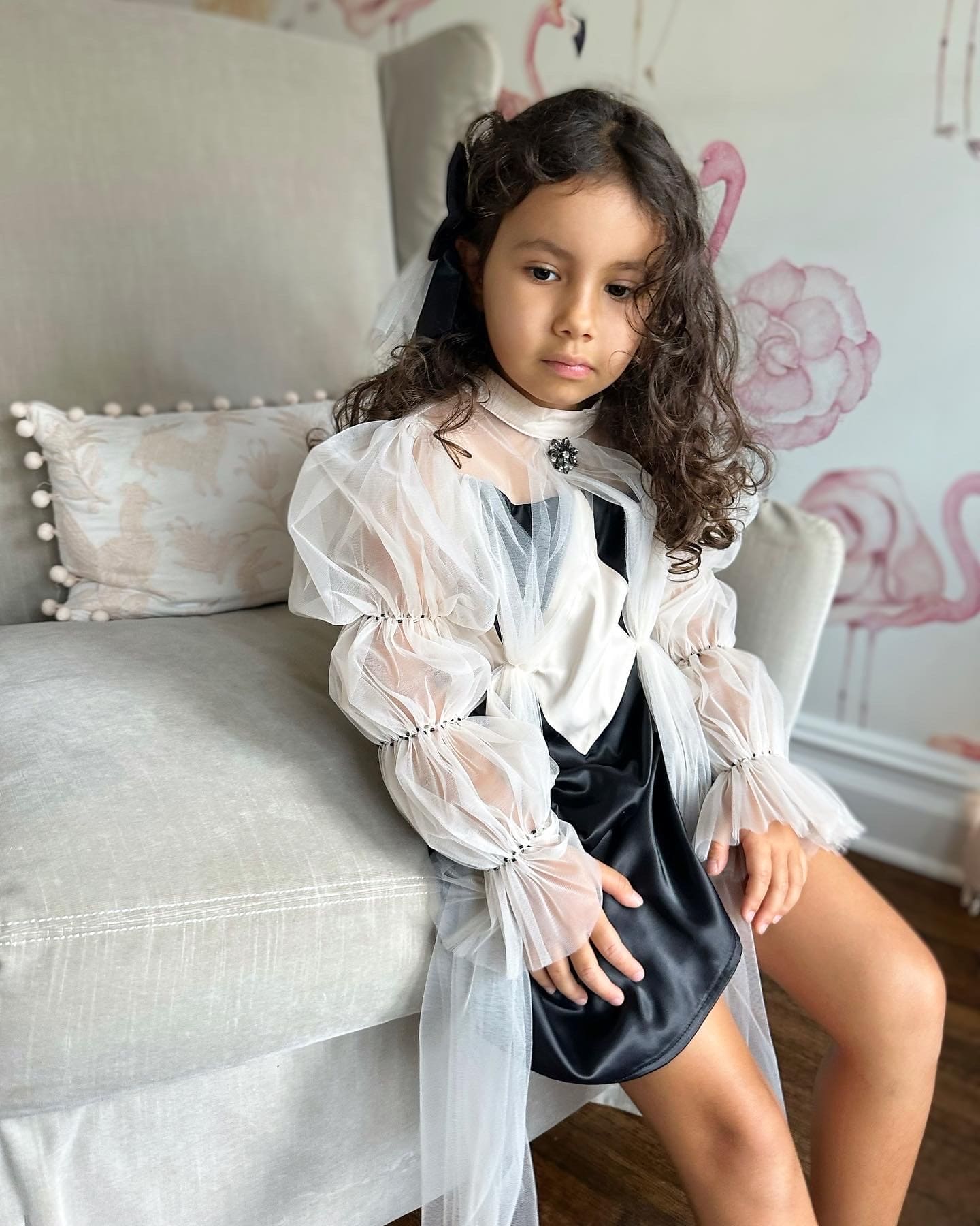 Baby Girls | The Paris Dress | White x Black