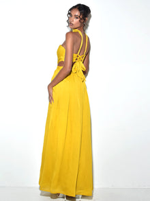 Xella Pleated Chiffon Maxi Dress | Yellow