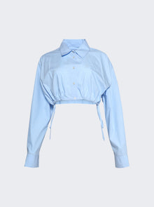 Women | alexanderwang | Cropped Drawstring Blouse Chambray | Blue