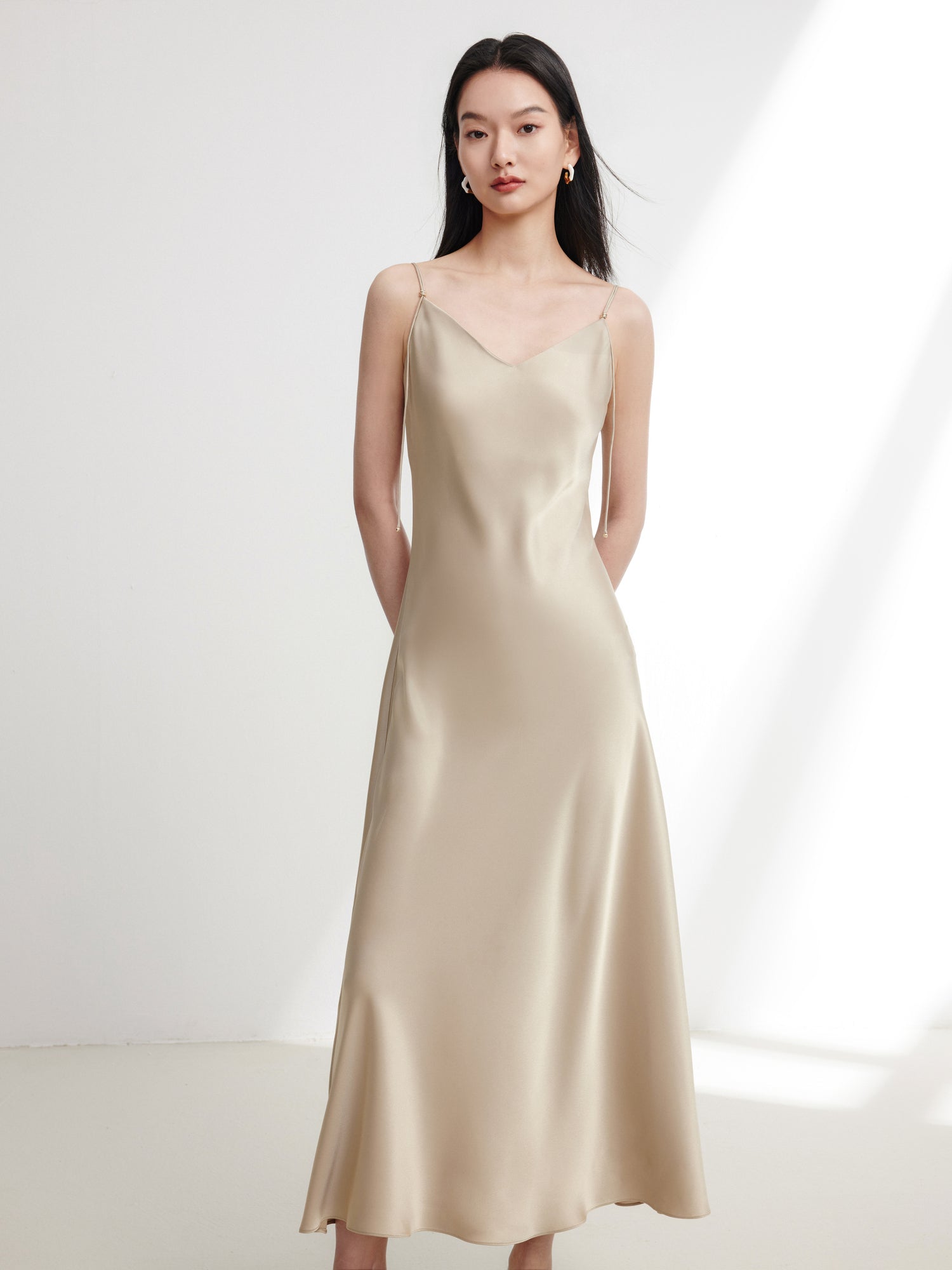 Acetic Acid Suspenders Dress | Camel